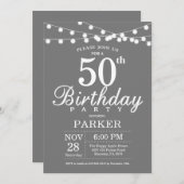 50e anniversaire Invitation Gris et Blanc (Devant / Derrière)