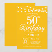 50e anniversaire Invitation Jaune (Devant / Derrière)