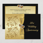 50e anniversaire Invitation Joined Hearts 3 (Devant / Derrière)