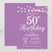 50e anniversaire Invitation Lavande violette (Devant / Derrière)
