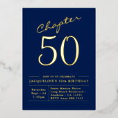 50e anniversaire Invitation Marine Blue Gold (Recto)