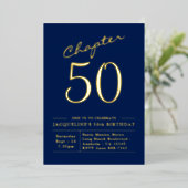 50e anniversaire Invitation Marine Blue Gold (Debout devant)