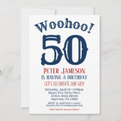 50e anniversaire Invitation Mens Marine Bleu (Devant)