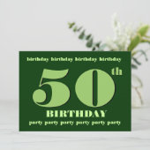 50e anniversaire Invitation Modèle Green (Debout devant)
