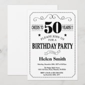 50e anniversaire Invitation noir et blanc (Devant / Derrière)