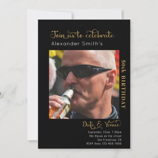 50e anniversaire Invitation noire (Devant)