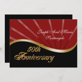 50e anniversaire invitation or rouge (Devant / Derrière)