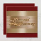 50e anniversaire invitation or rouge (Devant / Derrière)