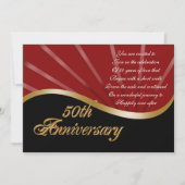 50e anniversaire invitation or rouge noir (Devant)