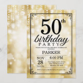 50e anniversaire Invitation Parties scintillant d' (Devant / Derrière)