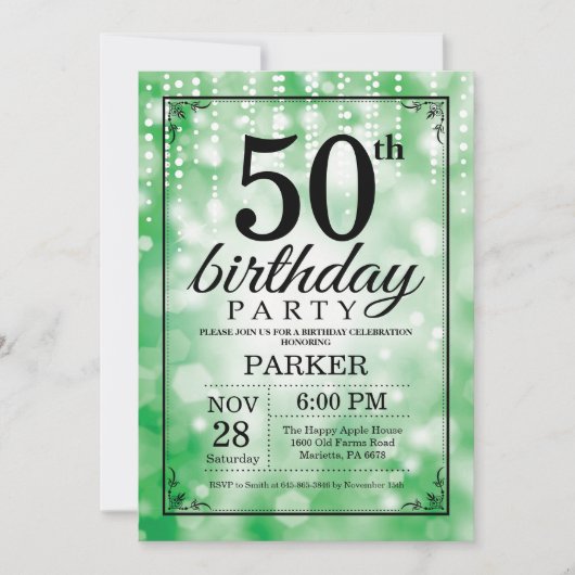 50e anniversaire Invitation Parties scintillant ve (Devant)