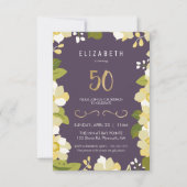 50e anniversaire Invitation Personnaliser Floral C (Devant)