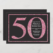 50e anniversaire Invitation Pink Parties scintilla (Devant / Derrière)