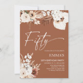 50e anniversaire Invitation Terracotta Boho Pampas (Devant)
