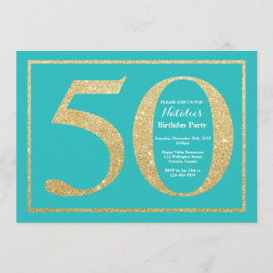 50e anniversaire Invitation Turquoise et Parties s