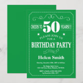 50e anniversaire Invitation Vert et Blanc (Devant / Derrière)