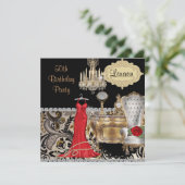50E ANNIVERSAIRE Invitation VINTAGE BLING (Debout devant)