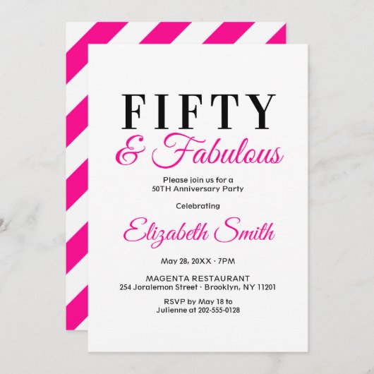 50e anniversaire Invitations 50 et fabuleux Elegan (Devant / Derrière)