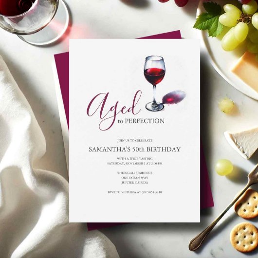 50e anniversaire Invitations Adulte Wine Party