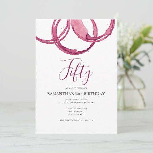50e anniversaire Invitations Adulte Wine Party (Debout devant)