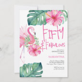 50e anniversaire Invitations Aquarelles tropicales (Devant)
