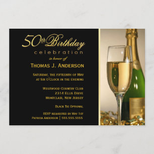 50e anniversaire Invitations - Cravate noire