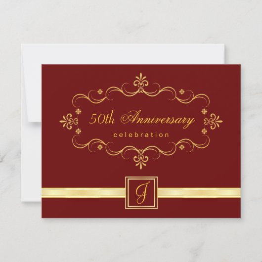 50e anniversaire - Invitations de monogrammes (Devant)