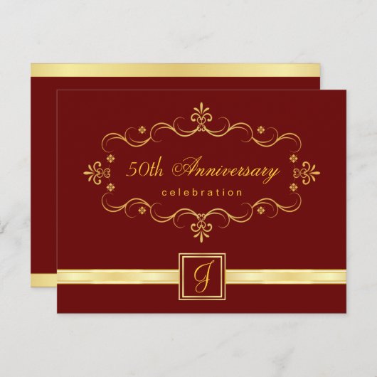 50e anniversaire - Invitations de monogrammes (Devant / Derrière)