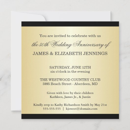 50e anniversaire - Invitations de monogrammes (Dos)