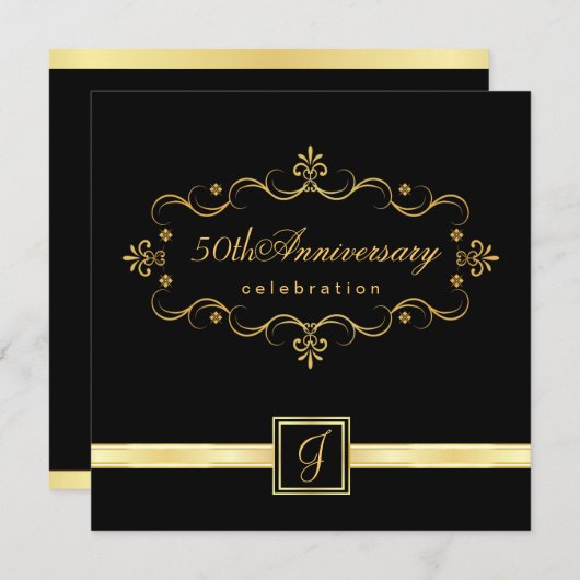 50e anniversaire - Invitations de monogrammes (Devant / Derrière)