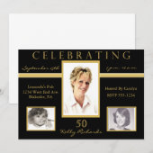 50e anniversaire Invitations de photos de Tri (Devant / Derrière)