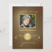 50e anniversaire Invitations - Monogramme d'or ant (Devant)