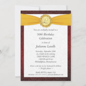 50e anniversaire Invitations photo - Rouge et Or (Dos)