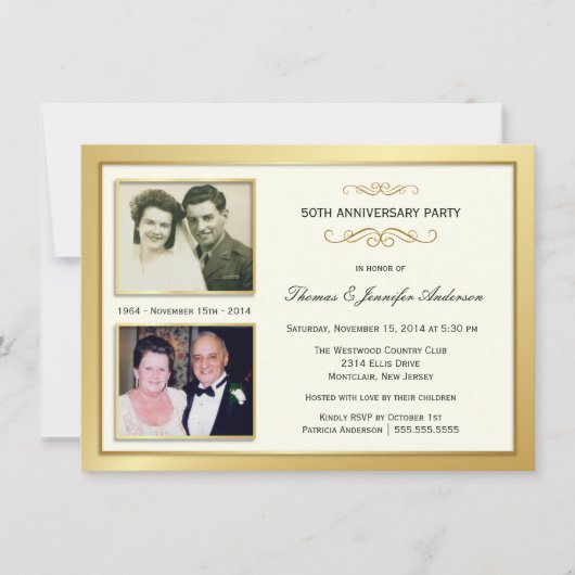 50e anniversaire Invitations photos passées et pré (Devant)