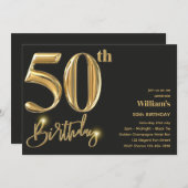 50E ANNIVERSAIRE INVITATIONS POUR LUI - ÉLÉGANCE O (Devant / Derrière)