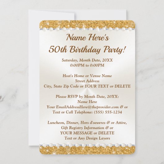 50e anniversaire Invitations pour ses Modèles, Imp (Dos)