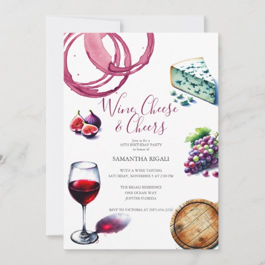 50e anniversaire Invitations thème du vin (Devant)