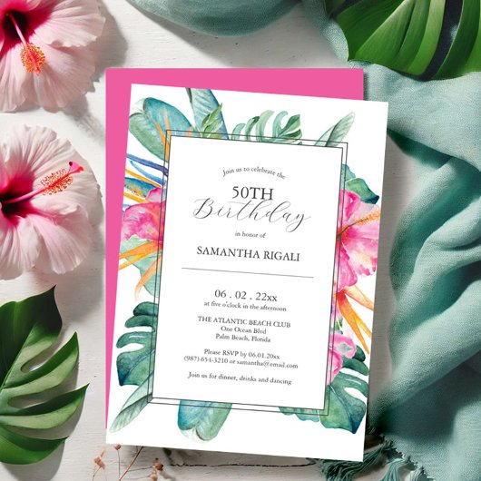 50e anniversaire Invitations tropicales