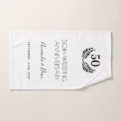 50e anniversaire mariage blanc noir couronne (Serviette à main)
