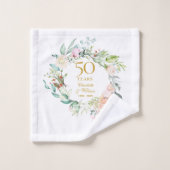 50e anniversaire Mariage d'or Aquarelle Florale (Gant de toilette)