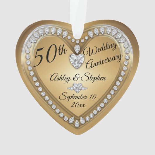 50e anniversaire Mariage Gold Diamonds Keepsaké (dos)