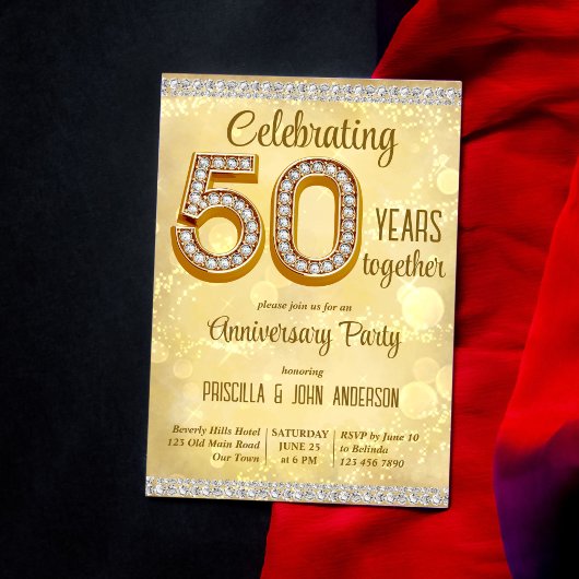 50e anniversaire mariage invitation bijoux en or