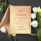50e anniversaire mariage invitation bulles d'or