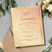 50e anniversaire mariage invitation bulles d'or