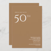 50e anniversaire Mariage Invitation Rose or (Devant / Derrière)