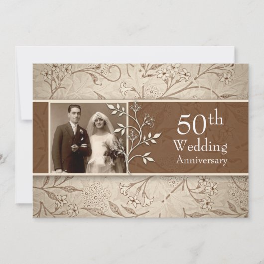 50e anniversaire mariage photo invitations vintage (Devant)