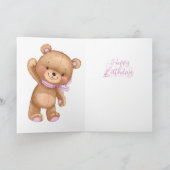 50e anniversaire mignon ballons roses fille carte (Intérieur)