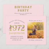 50e anniversaire Modèle photo 1972 Invitation rose (Devant / Derrière)