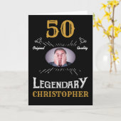 50e anniversaire Modèle photo Black Gold Retro Fun (Fleur jaune)