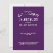 50e anniversaire Moderne Purple Stripes Invitation (Devant)